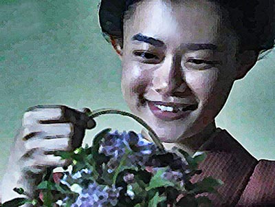おちょやん ネタバレ10週47話　花を見て笑顔が戻る千代のイラスト